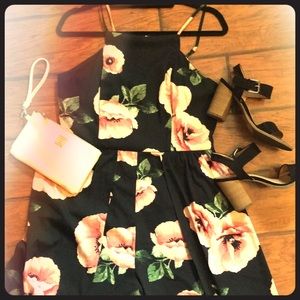 Floral open skirt romper